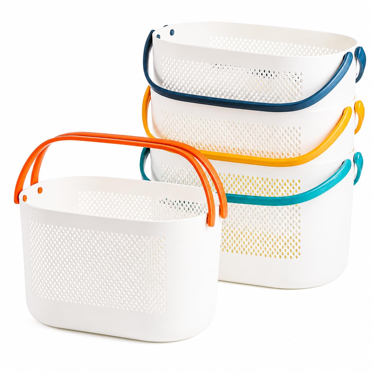 GNEY [ 2 pack Multi-Purpose Plastic Storage Basket with Handles-Ventilated Portable Organizer Bin forBathroom,Kitchen,Fruits,Toiletries & Household Storage – Durable Space Saving Basket-image-44