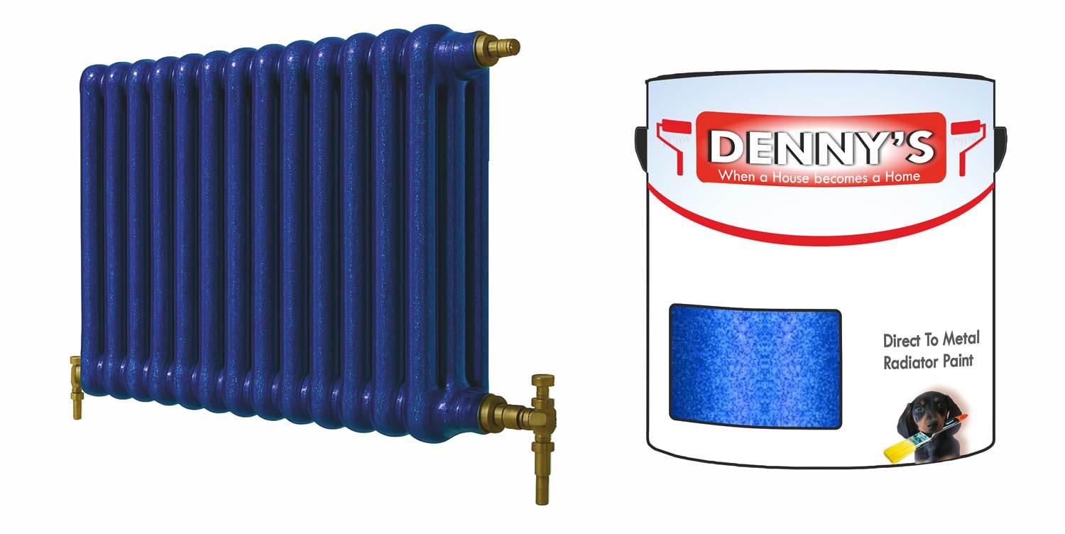 SCOOBYS PAINTS BACK IN THE MIX Direct to Metal Radiator Paint, Heat Resistant, 250ml, Brush-On Application Metallic and solid Colours (1 Dark Blue Metallic)