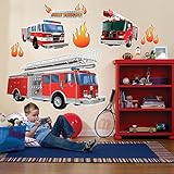 Fire Truck Firefighter Room Decor - Giant Wall Decals