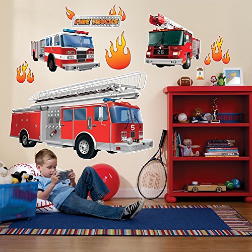 Fire Truck Firefighter Room Decor - Giant Wall Decals