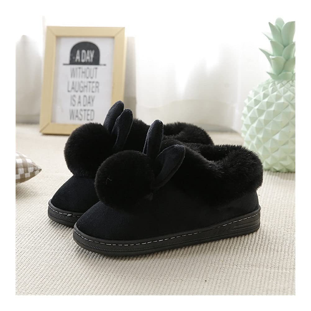 Bawełniane kapcie Jesień zima bawełniane kapcie dla hom królika do ucho domowe kapcie kryty zimowe ciepłe buty damskie ładny plus pluszowy kapcie (Color : A, Shoe Size : 36-37)