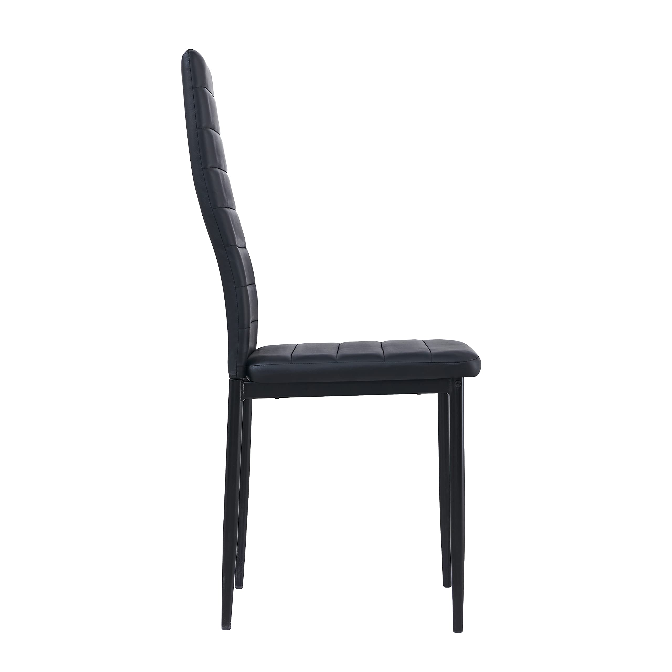 Esstisch mit 6 Stühlen Esszimmergruppe, Essgruppe mit Hochlehner Kunstleder Stuhl für 6 Personen, Sitzgruppe für Küche Esszimmer Wohnzimmer(160 * 80 * 75cm Tisch+6 Schwarz Stühle)