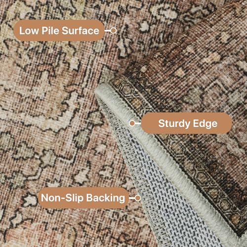 GENIMO 2x10 Non Slip Hallway Runner Rug, Machine Washable, Thin & Low Pile Lightweight for Kitchen, Laundry, Entryway, Bedroom & Living Room