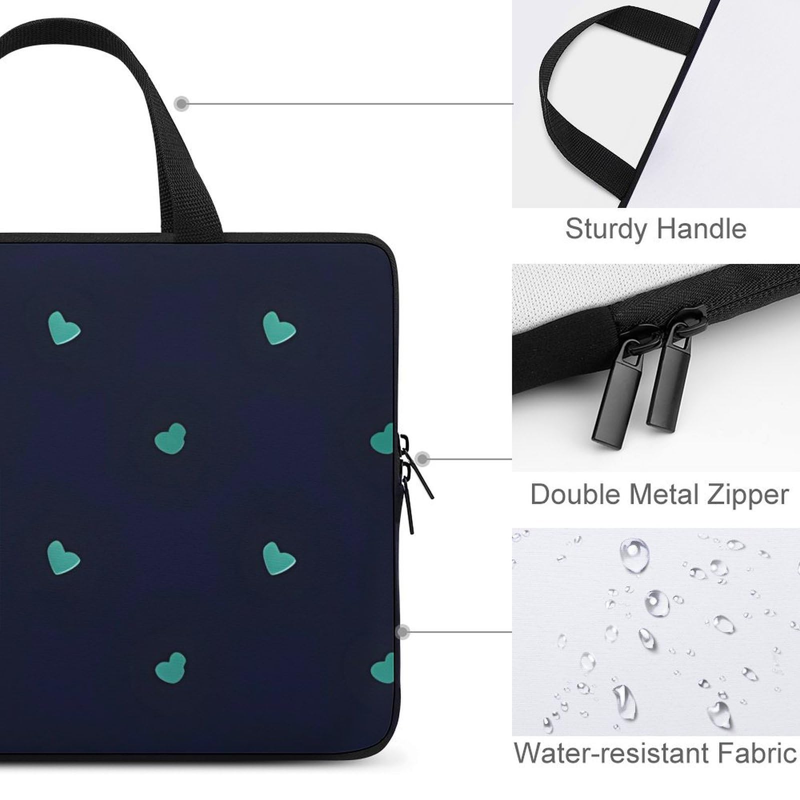 Jolie housse pour ordinateur portable de 17 pouces avec fond bleu, sac de protection pour ordinateur portable avec dragonne