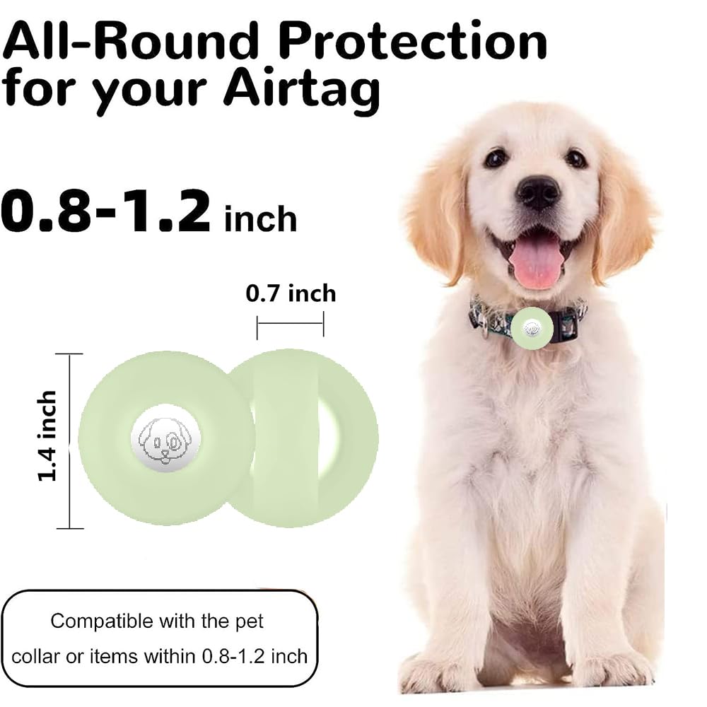 PKQTOP Funda de Silicona para Apple Airtag,Funda de Compatible para Airtag Pet Collar, Carcasa Protectora para Perro Gato Collar - 2