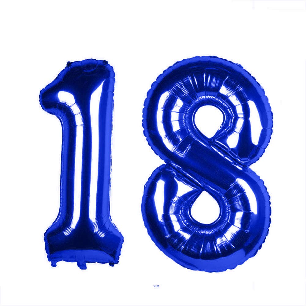 AimtoHome40 Inch Blue 18th Birthday Number Balloons 18 Foil Mylar Balloon for Birthday Anniversary Party Decoration