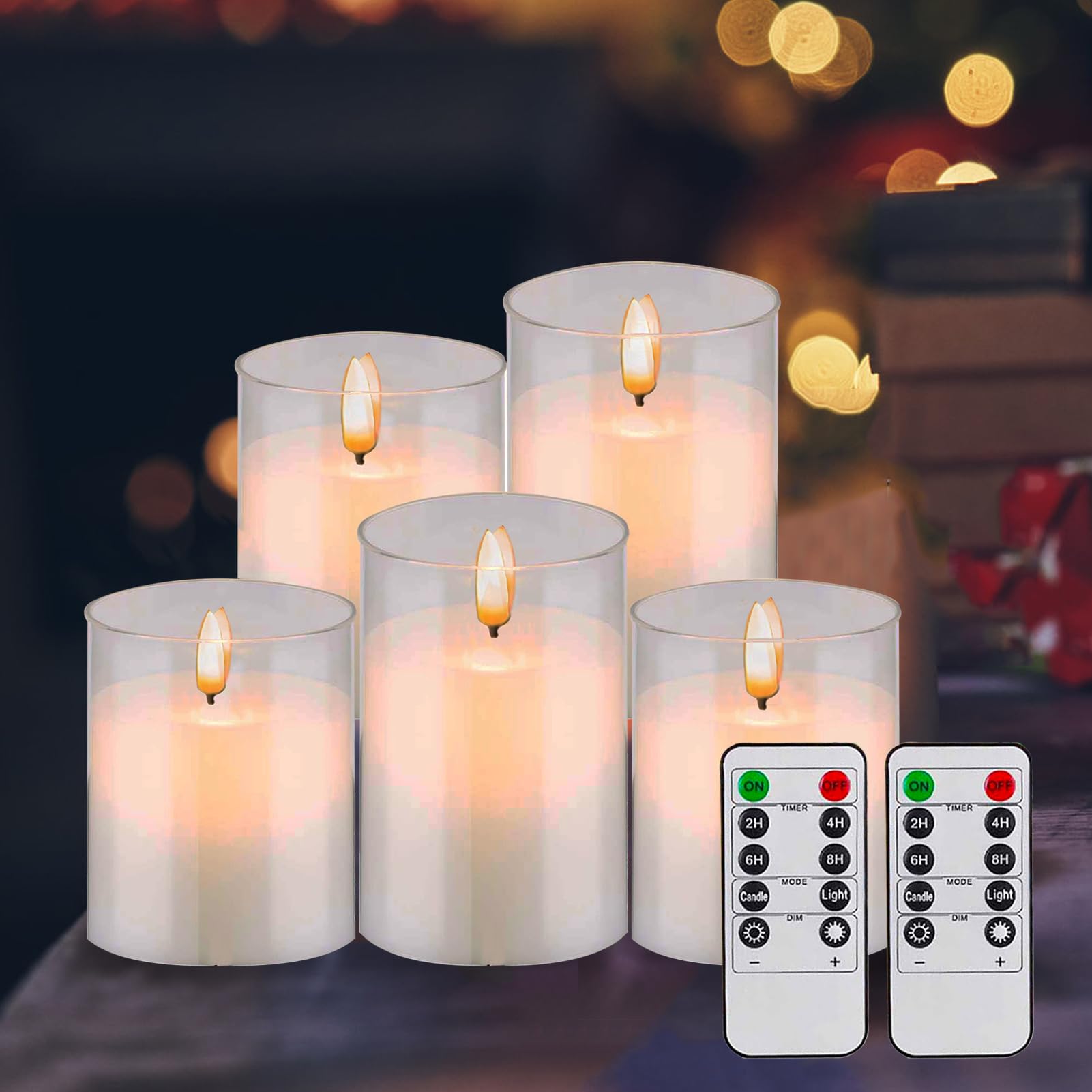 Sudifor White Battery Powered Candles,Led Candles with Timer,Flameless Fake Candle, 5 (D 3"×H 4" 4" 5" 5" 6") Pack Remote Control Candle Flickering Realistic for Home and Holiday Decoration