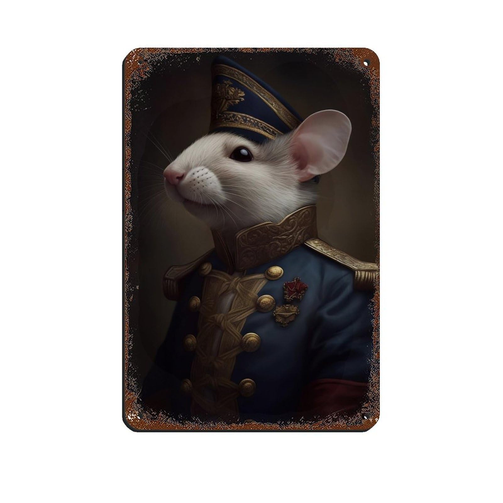 Renaissance Vintage Mouse Painting Poster Tin Sign Vintage Metal Pub Club Cafe Bar Home Wall Art Decoration Poster Retro 8x12inch(20x30cm)