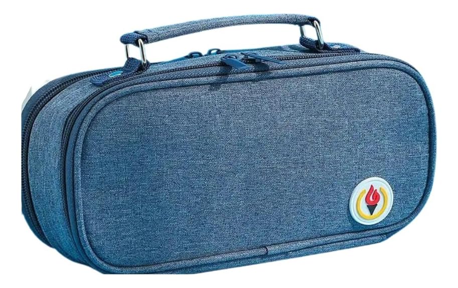 Estojo Escolar Organizador Box 2 Divisórias Alta Qualidade (Azul)