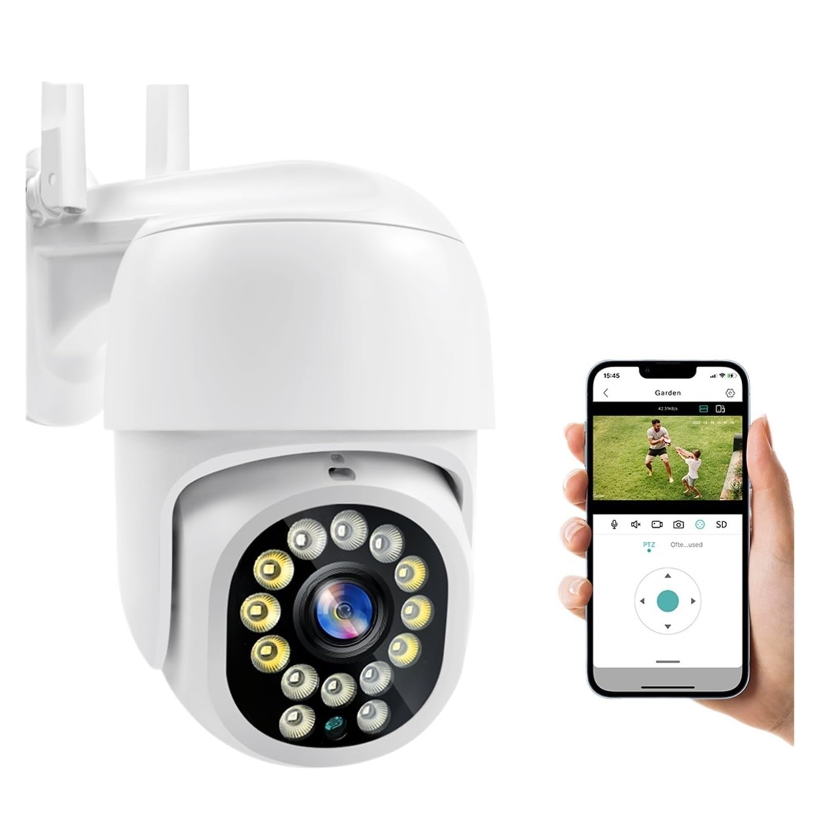 MKHJKIOII Security Camera, 5MP IP 1080P PTZ CCTV Security Protection Outdoor Auto Tracking 4X Digital Zoom Mini Surveillance Camera Night Version