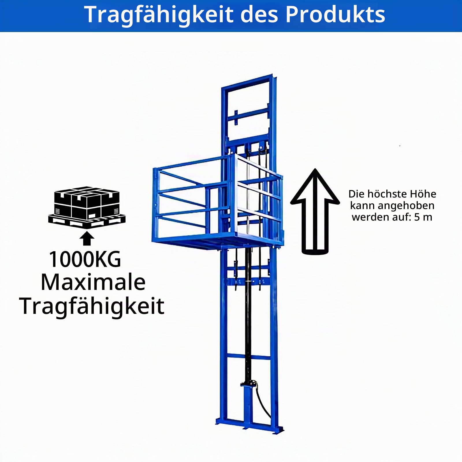 Hydraulische Hebebühne mit verstellbarer Höhe, wandmontierter Lastenaufzug für Garagen, Lager und Häuser