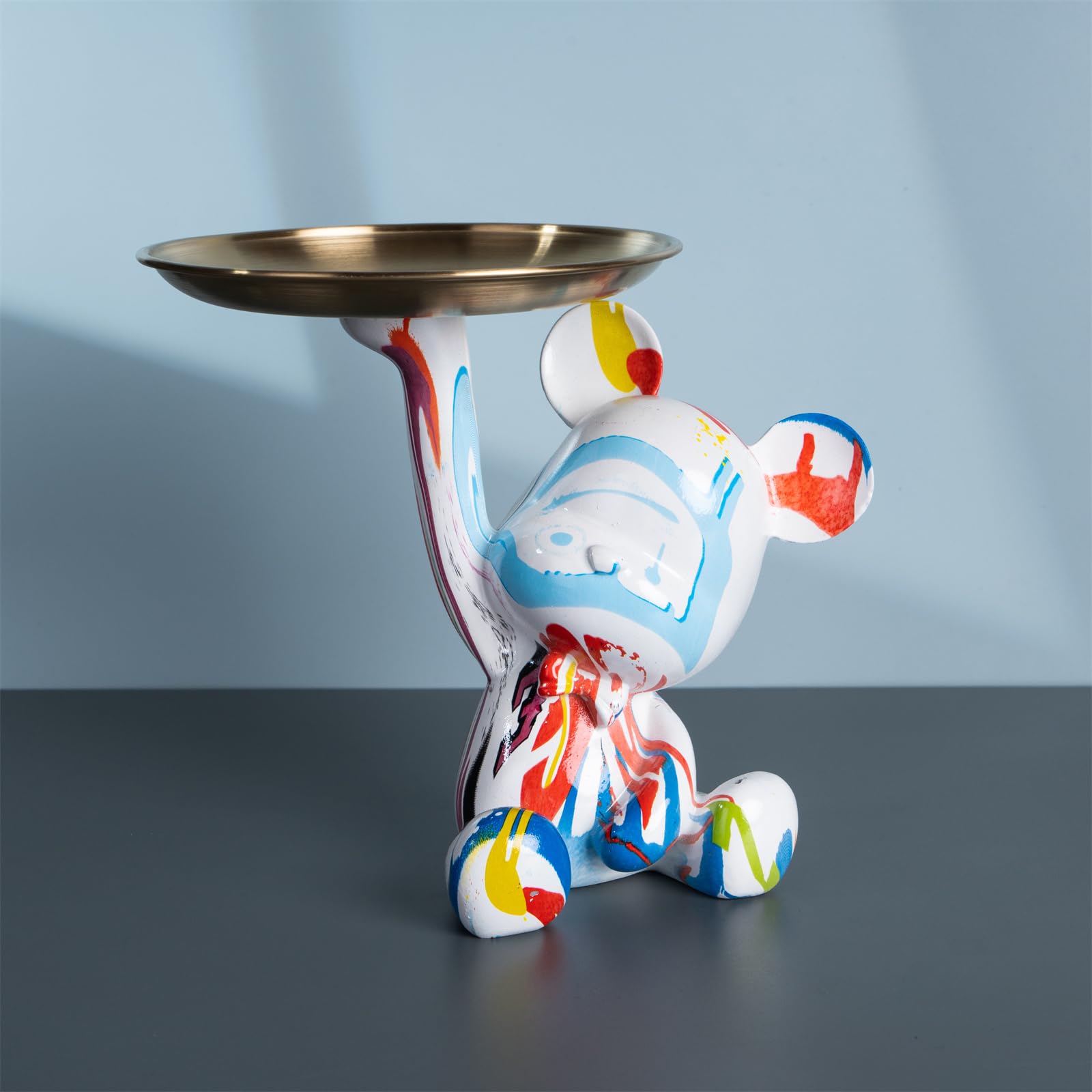 Key Holder Bowl Tray For Office Desk, Decorative Animal Bear Sculpture Home Decor Statue, Storage Tray For Entryway Table (Modern)