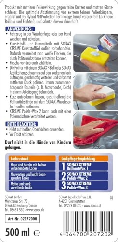 SONAX XTREME Polish+Wax 2 Hybrid NPT (500 ml) schonende Politur mit mittlerer Wirkung für...