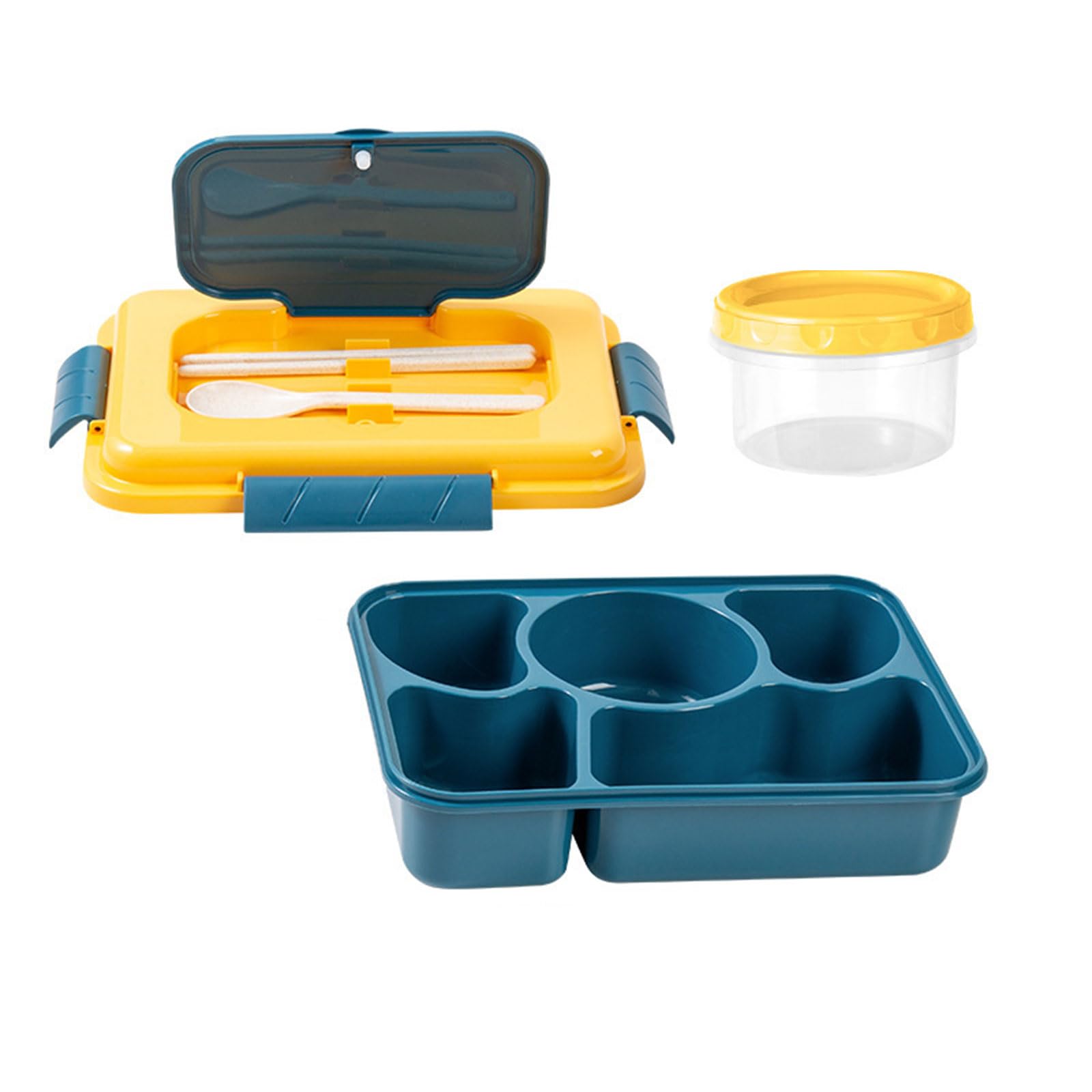 YROHGKPN Portable Lunch Holder with Separate Food Compartments Soup Utensils Microwave Safe Meal Preparation Container Multi Compartment Bentos Box with Soup Bowl