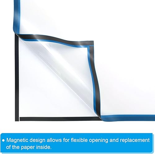 Miniatura 9 de PATIKIL Soporte magnético para letreros de 8.5 x 11 pulgadas, 5 unidades, marco magnético A4, autoadhesivo, reutilizable, marco de fotos de doble