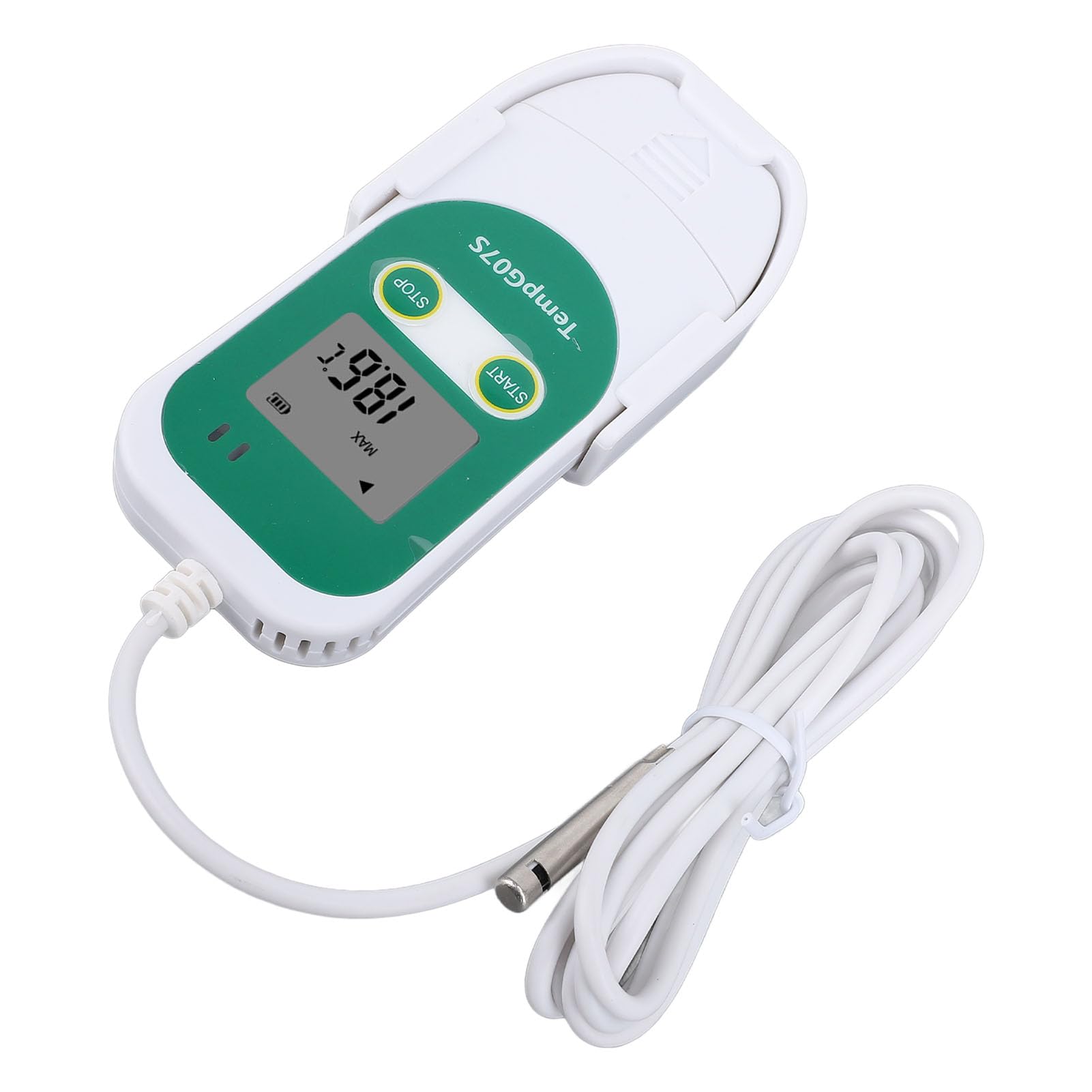 Zunate Digitaler Temperaturmonitor für Kühlschrank |USB-Feuchtigkeitslogger mit Externer Sonde PDF CSV-Export