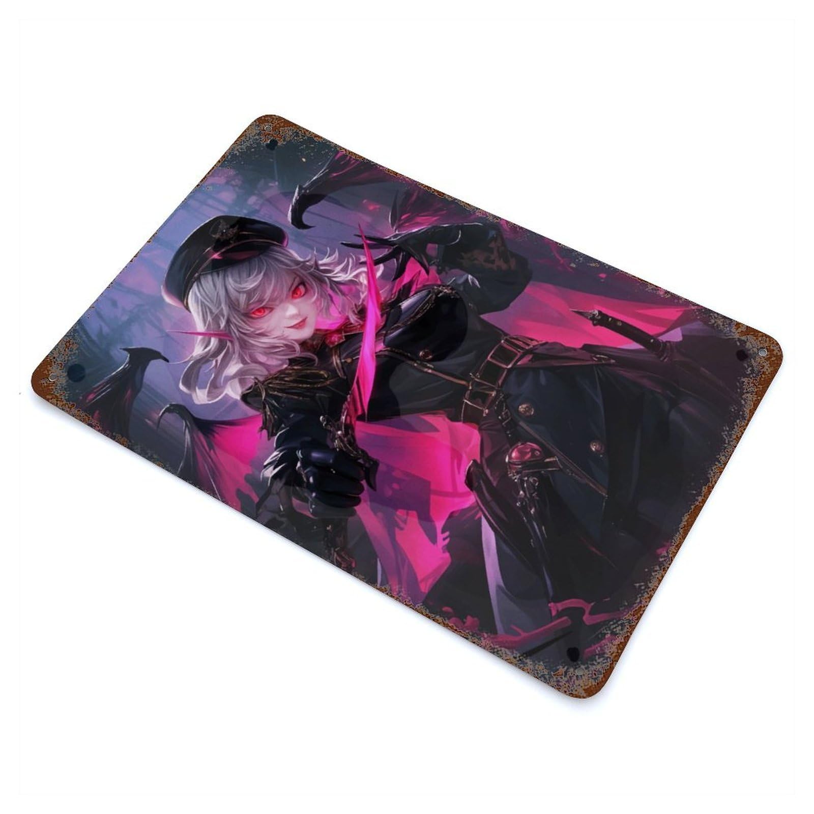 Rust Effect Vampire Commander Weathered Tin Sign 11.8"x7.9", Novelty Wall Decor for Office, Studio And Wall Decor