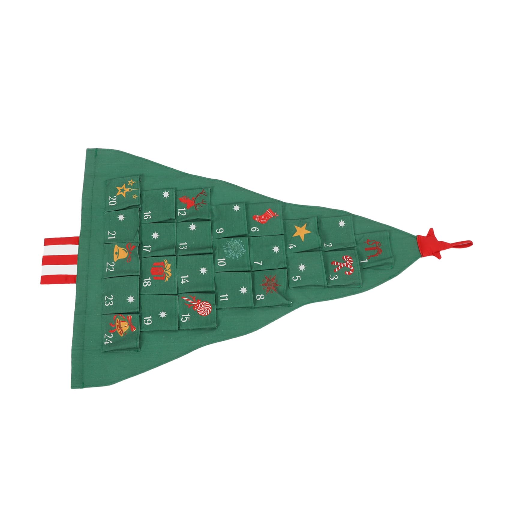 Calendario Avvento Riutilizzabile Appeso Forma di Albero Verde con Grandi in Cotone Lino Calendario Conto alla Rovescia Natalizio Fai da Te per Famiglie