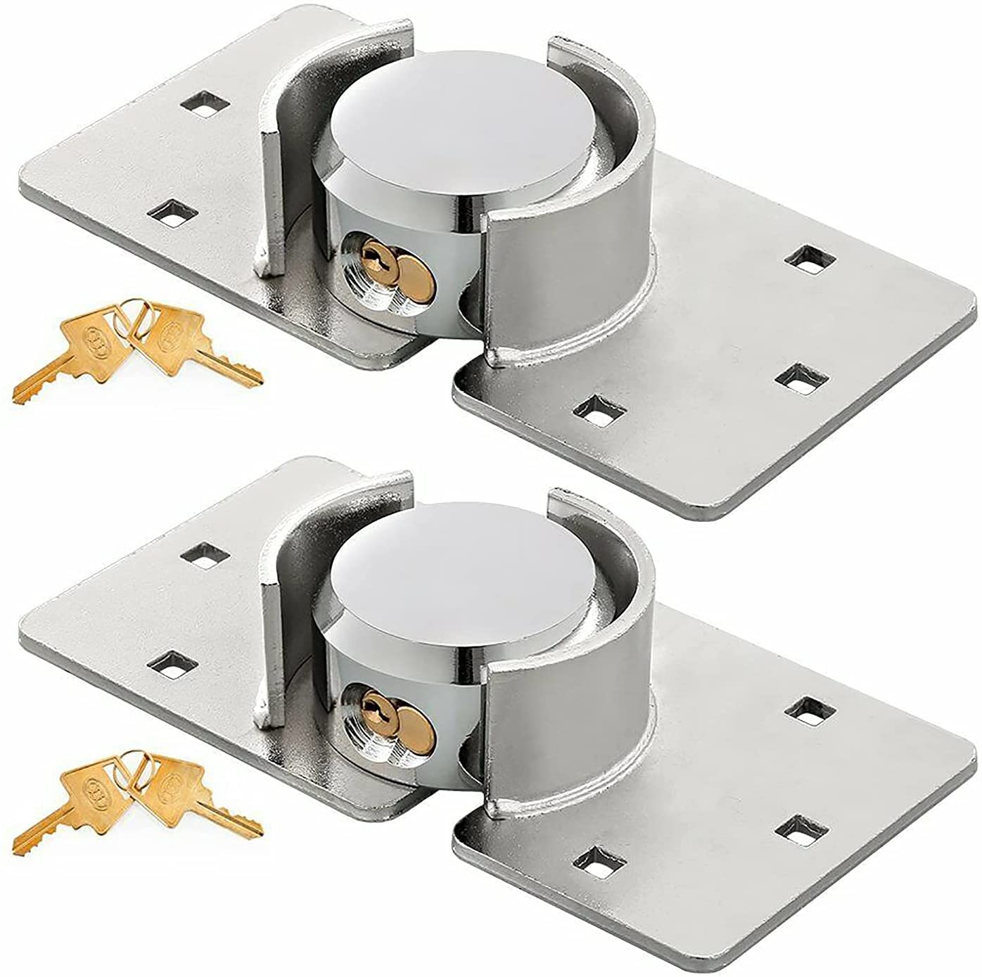 walgreen Luebel 2X Heavy Duty Van Garage Shed Door Security Padlock & Hasp Set High Security Hasp Shackle Lock 73mm Steel 2PCS
