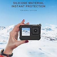 Vista 6 de FitStill Funda de silicona negra para Go Pro Hero 12Hero 11Hero 10Hero 9, color negro, cubierta lateral de batería, protectores de pantalla, tapas