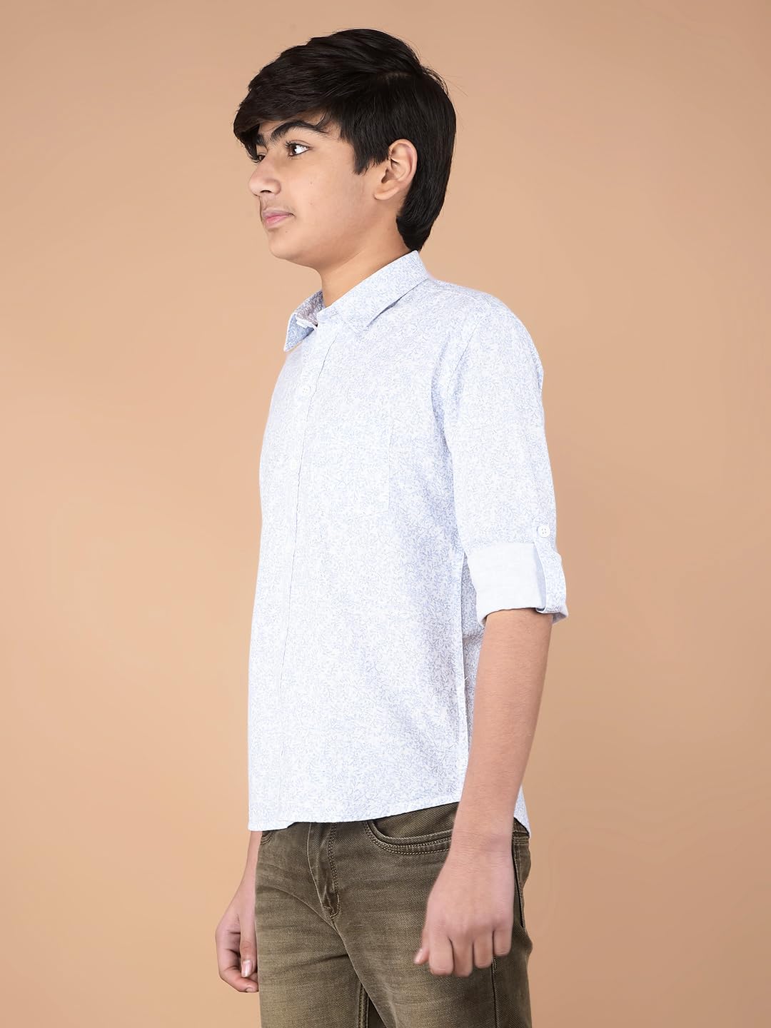 Crimsoune Club Boy's Blue Floral Print Shirt (7-8Y)