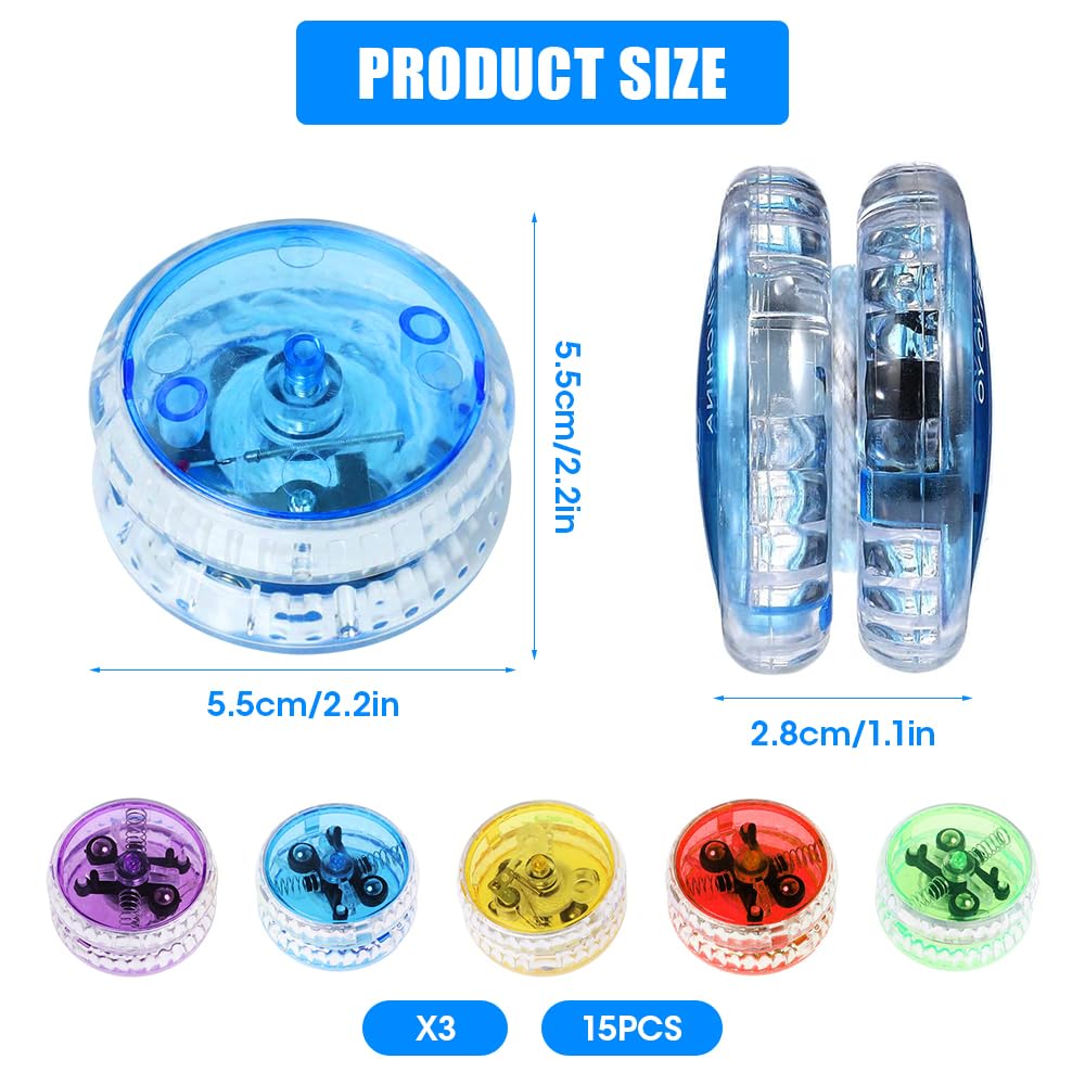 Pack De 15 Yoyós Con Luz LED – Profesionales Y Sensibles Para Principiantes, Regalo Para Fiestas Y Cumpleaños