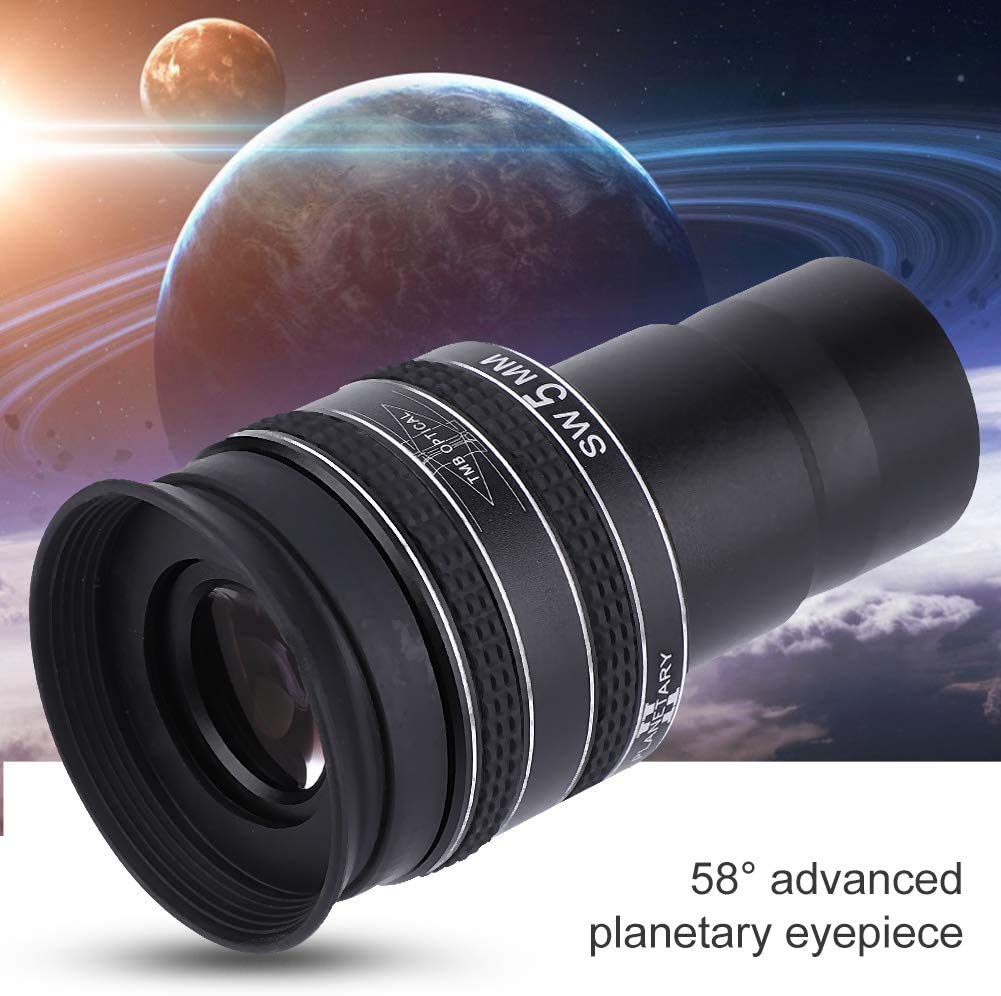 POFET Ocular planetario II de 1,25 pulgadas con recubrimiento múltiple de 5 mm de 58 grados TMB para telescopio astronómico (negro)