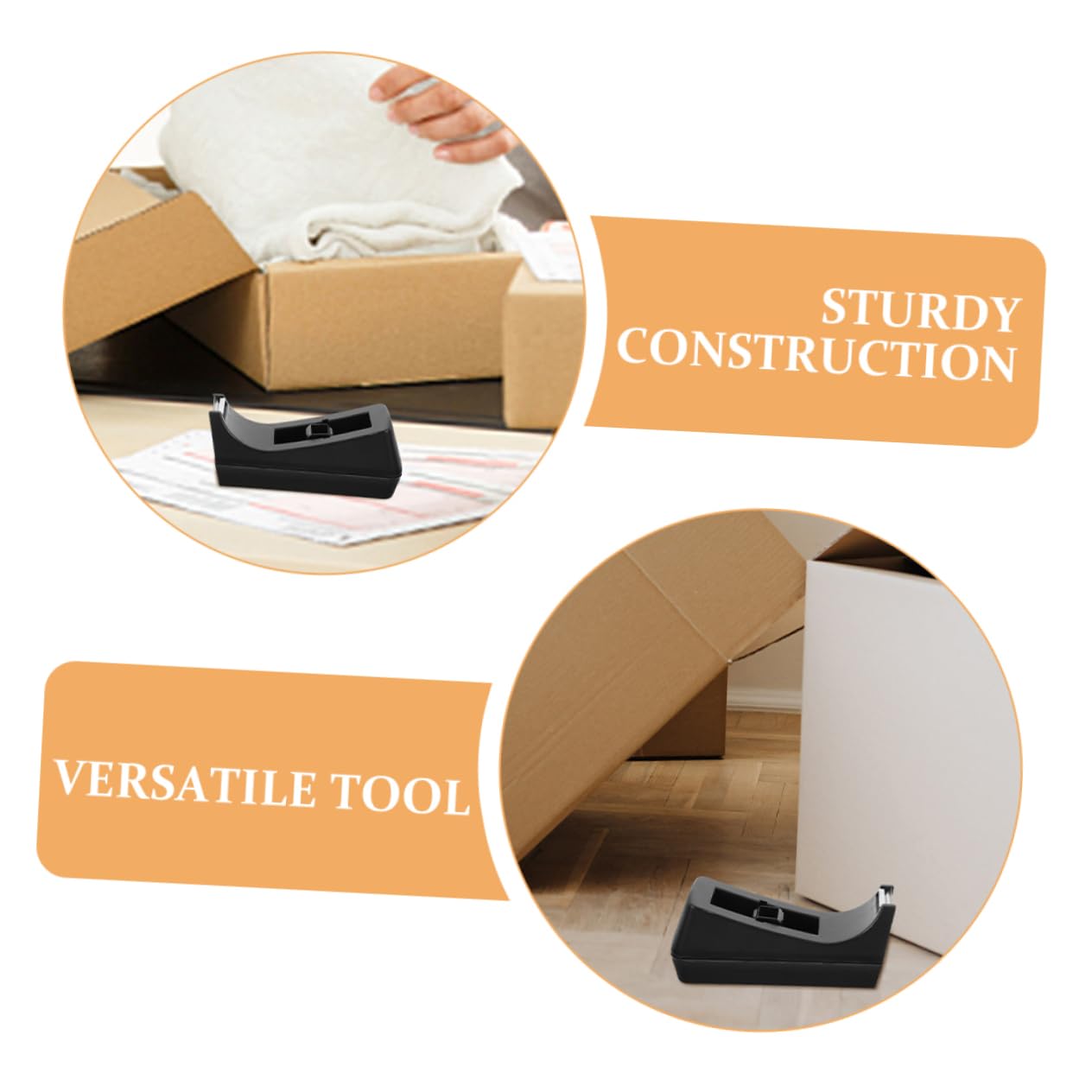 DOITOOL Distributore di Nastro Adesivo da Tavolo Nero, Struttura Robusta in Abs e Acciaio Inox, Design Compatto per Casa e Ufficio