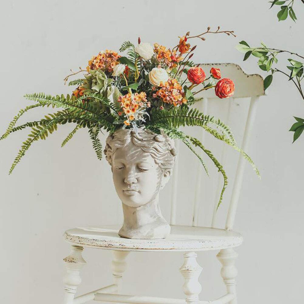 アイズピリホワイトセメント製装飾プランター Amazon.co.jp: 装飾ギリシャの彫刻、樹脂多肉植物プランター女性ヘッド