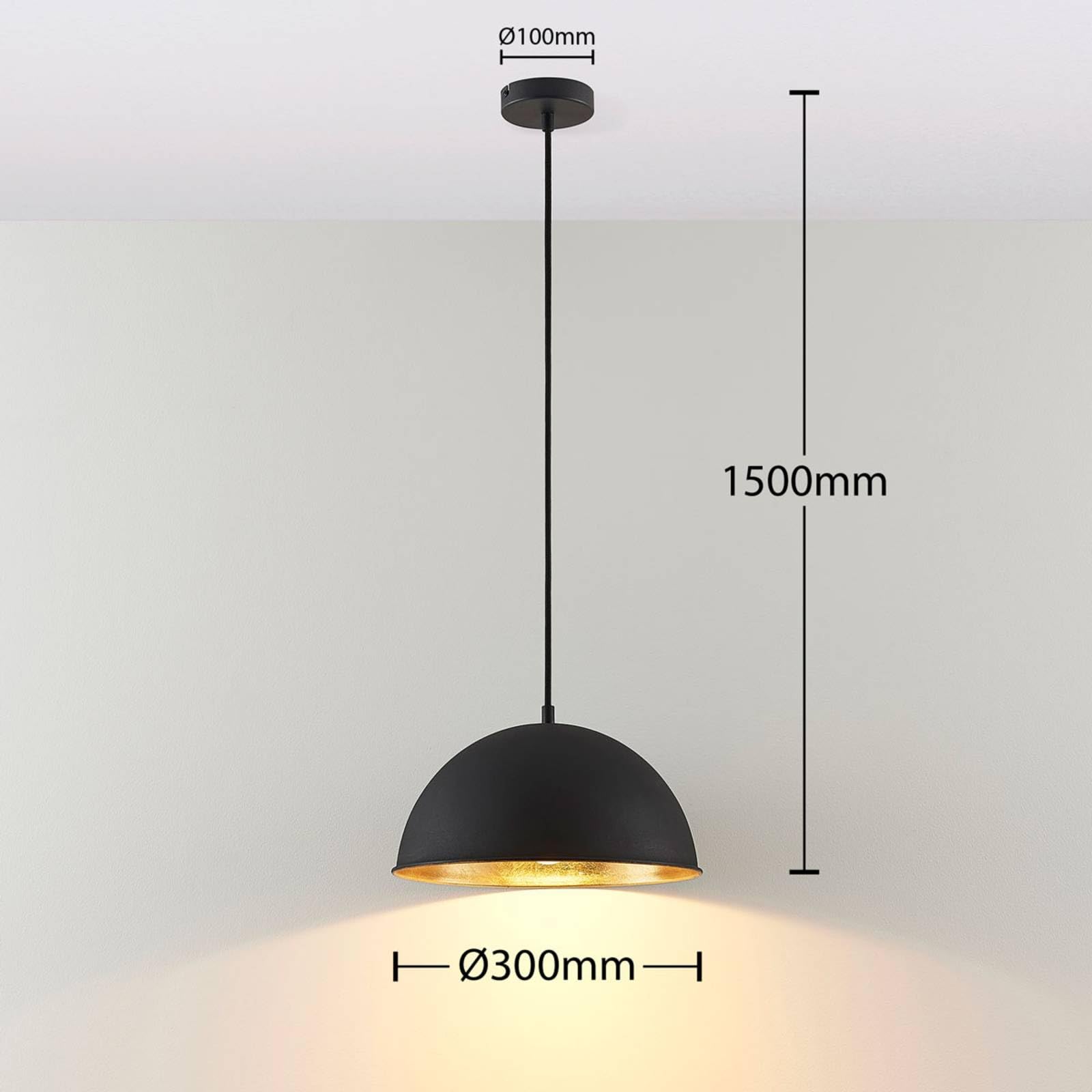 Lindby Esstisch Pendelleuchte, Hängeleuchte Metall Schwarz Gold Hängelampe 1x E27 max. 60W ohne Leuchtmittel Wohnzimmer Esszimmer Esstischlampe
