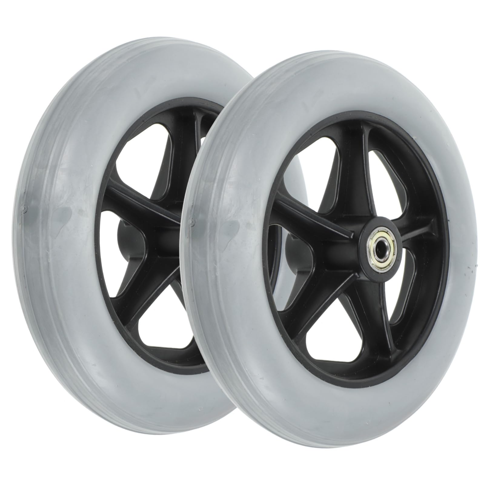 BUTIFULSIC 2pcs Wheelchair Bearings Wheelchair Front Wheels Wheelchair Wheels Replacement Drive Walker Wheels Replacement Wheels for Wheelchair Replacement Wheels for Walkers Grey Rubber