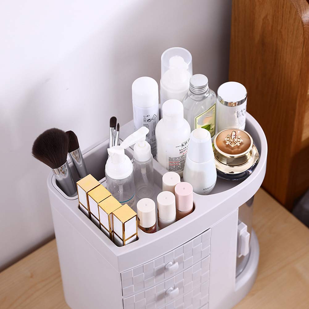 Caja Cosméticos Organizador, Organizador del Maquillaje, la Joyería Ajustable y el Soporte de Exhibición Cosmético Saludable, White