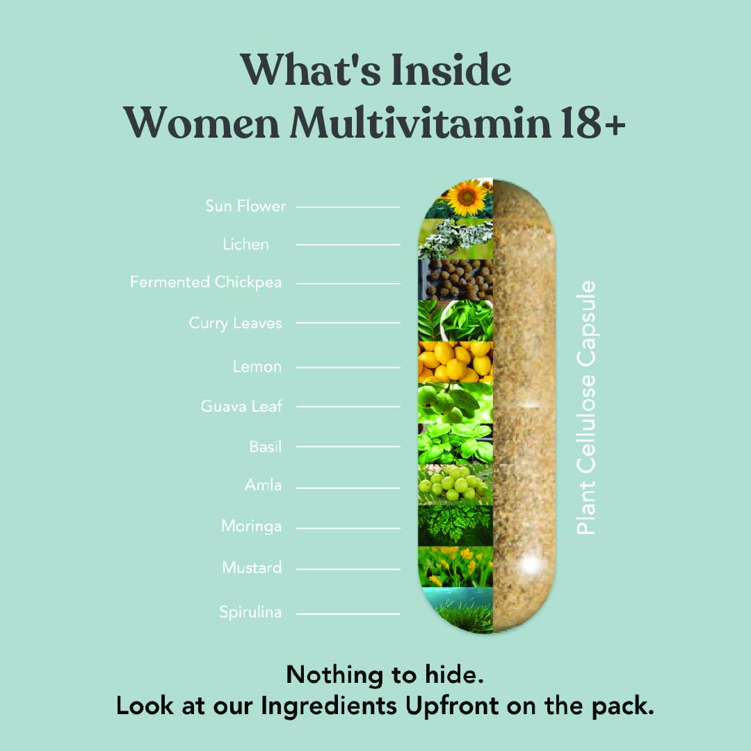 Earthful Multivitamin for Women | Nothing But Nature| With Biotin, Zinc, Vitamin C, D3 for Immunity, Hair, Skin, Bones & Overall Wellness | 60 Capsules — Amazon image 5