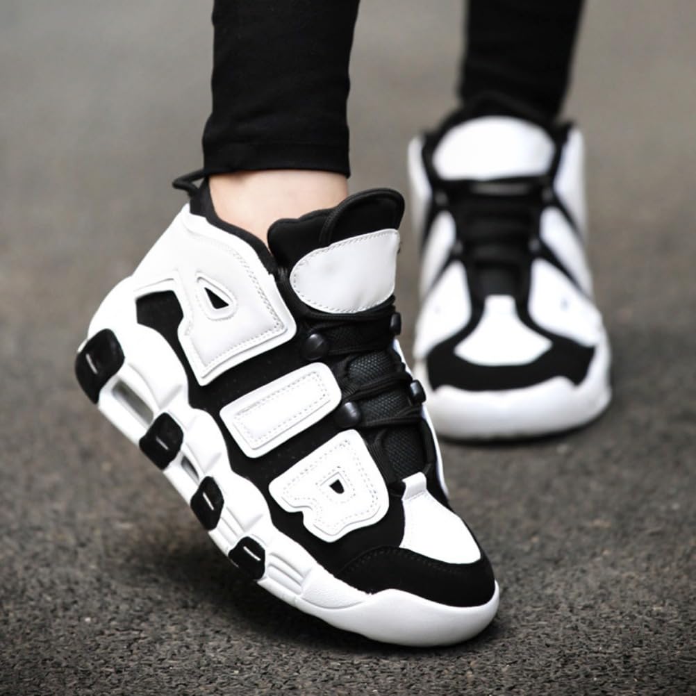 Sneaker Herren Damen Retro Skateboardschuhe Laufschuhe Turnschuhe mit Luftpolster Walkingschuhe Studenten Anti-Rutsch leichter Jungen Mädchen Basketballschuhe modisch Sportschuhe (Schwarz Weiß 2,36)