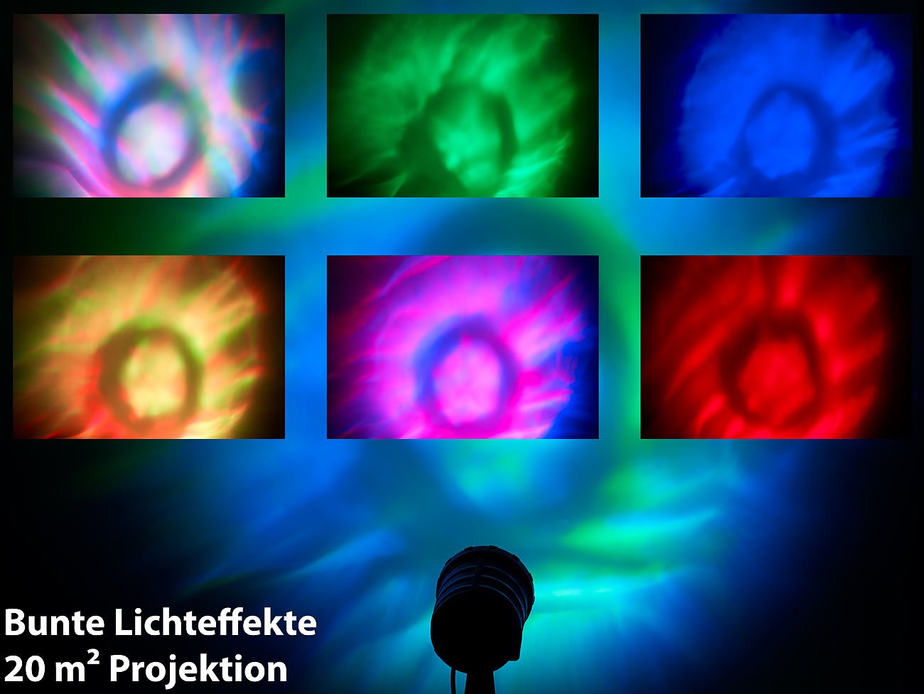Lunartec Wasserwellen-Projektor: LED-RGB-Projektor für Wellen-Licht-Effekte, Timer, Fernbedienung, IP65 (LED-Lichteffekt, Ocean Wave, Nebel)