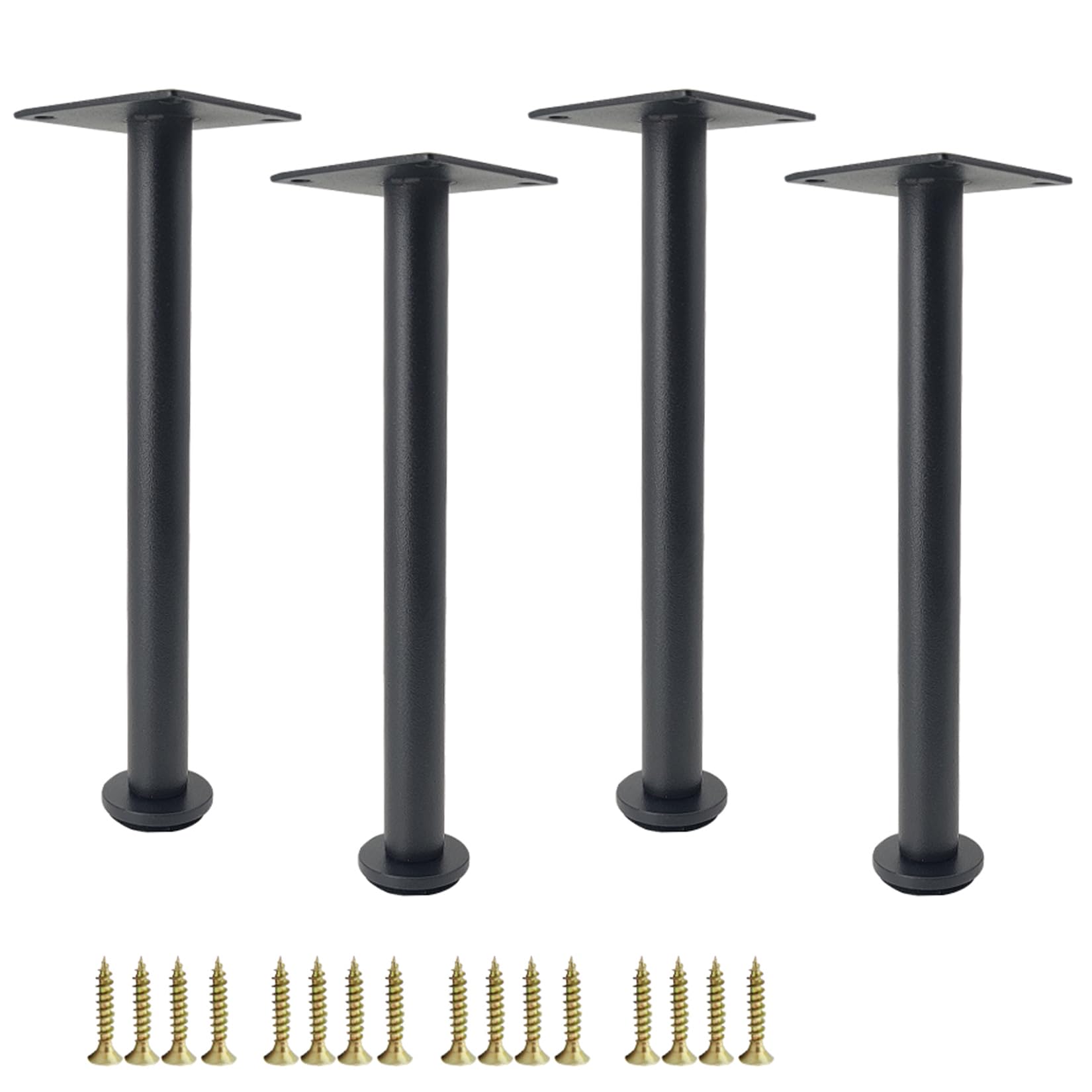 4 gambe regolabili per mobili in acciaio inox, piedini di supporto per tavoli, armadi, comodini, divani, letti con viti (nero, 16 cm), regolabili in altezza, design moderno e resistente