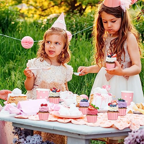 Image of 300 Pack Pink Gold Cupcake Liners Bulk Disposable Foil Muffin Cup