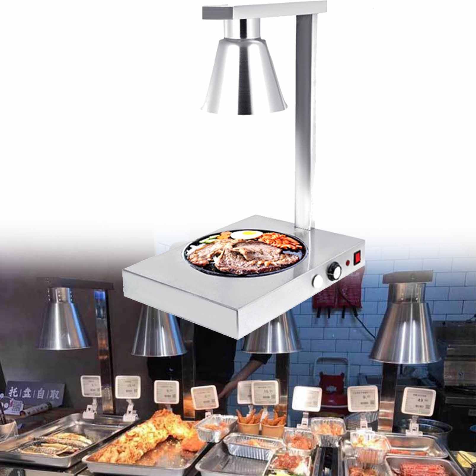 JKJZSALJ Commercial Food Heat Lamp - Electric Warmer For Buffets And Kitchens, Stainless Steel For Home And Business Use,Silver,singlehead