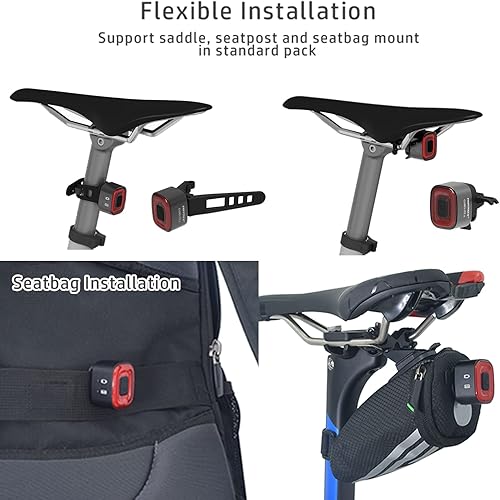 Miniatura 5 de CUBELITE II Luz inteligente para bicicleta, detección automática de luz ambiental, luz trasera con detección de freno, recargable por USB, súper