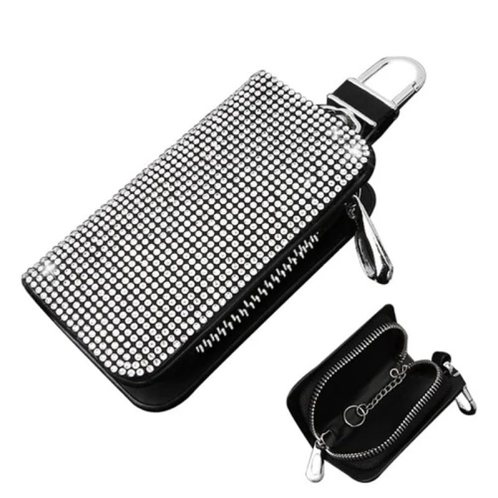 Funda para Llave de Coche Funda para Llave de Coche con Cristales Brillantes A+, Funda Universal para Llavero con Diamantes Blancos