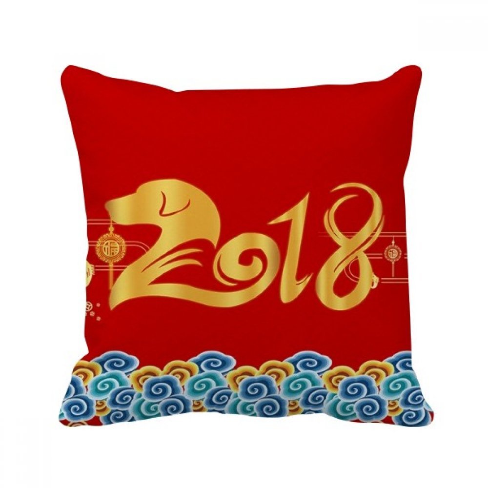 Coussin Chien Rouge Oreiller de Décoration Canapé Maison Carré 40x40cm