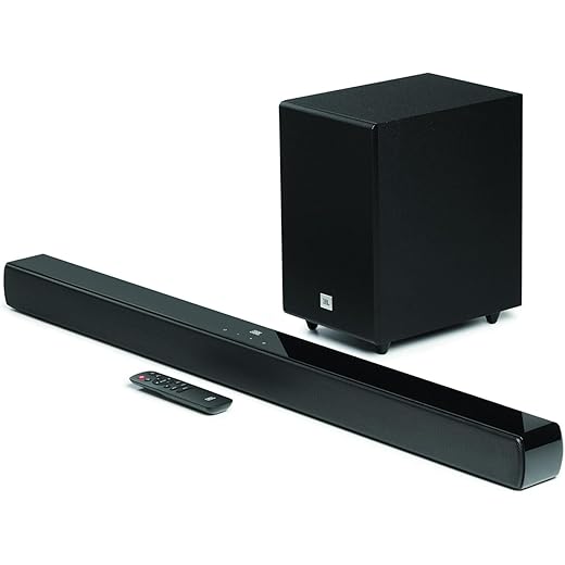 JBL Cinema SB140, Dolby Digital Soundbar with Wired Subwoofer for Extra Deep Bass, 2.1 Channel Home Theatre with Remote, HDMI ARC, Bluetooth & Optical Connectivity (110W)