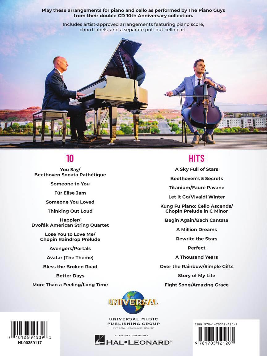 The Piano Guys: Matching Songbook With Arrangements for Piano and Cello: 10th Anniversary Collection (10)