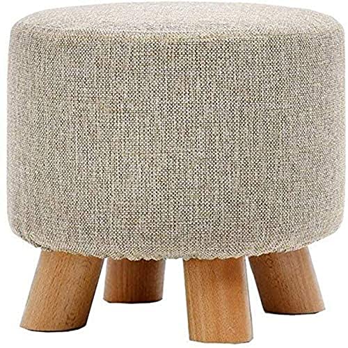 Housse de siège en lin détachable pour ce repose-pieds ottoman rond gris lavable - 2