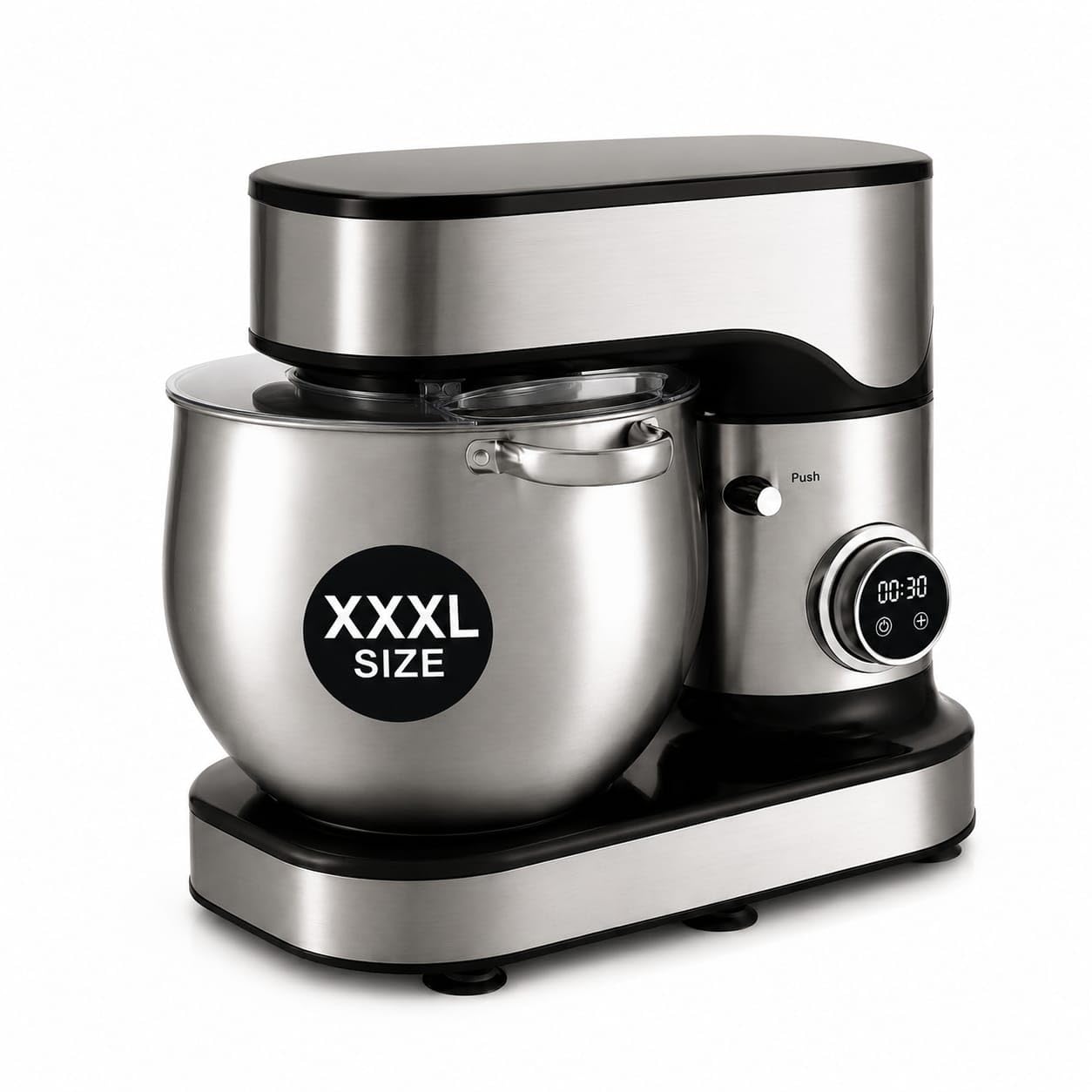 Amasadora Planetaria 2000W con Bol Acero Inoxidable 12L XXXL | 12 Velocidades, Pantalla LED Táctil, Cabezal Abatible, 3 Accesorios Incluidos, 6 Patas Antideslizantes