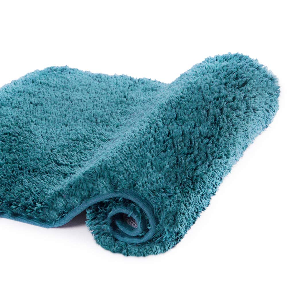 ARBON Premium Luxury Bath Rug, Absorbent, Soft, Thick Shag, Bathroom Mat Rugs, Machine Wash, Microfiber Dries Quickly, Mats for Bath Room, Shower, Bathtub and Spa Floors, 40x60 cm, Teal