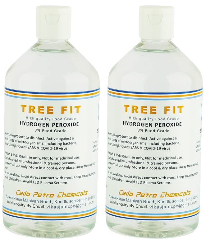Tree Fit Hydrogen Peroxide 3% w/w FOOD GRADE Pack of 2 | (500 ML X 2 = 1000 ML) (B09PLM7B84) Amazon Price History, Amazon Price Tracker