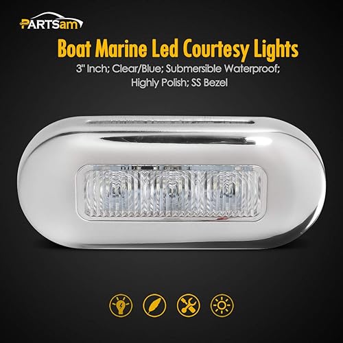 Miniatura 2 de Luces LED de cortesía de 3 pulgadas, 4 unidades, para yates, botes, escaleras, jardines, lente transparente