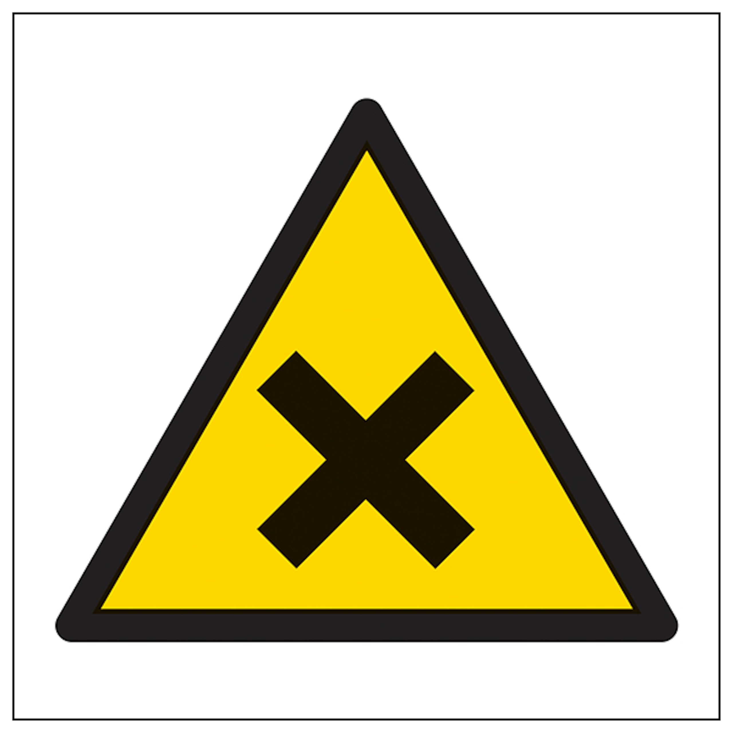 V Safety Warning Harmful Symbol 100 x 100 mm - Glow In The Dark Self Adhesive Vinyl Safety Sign