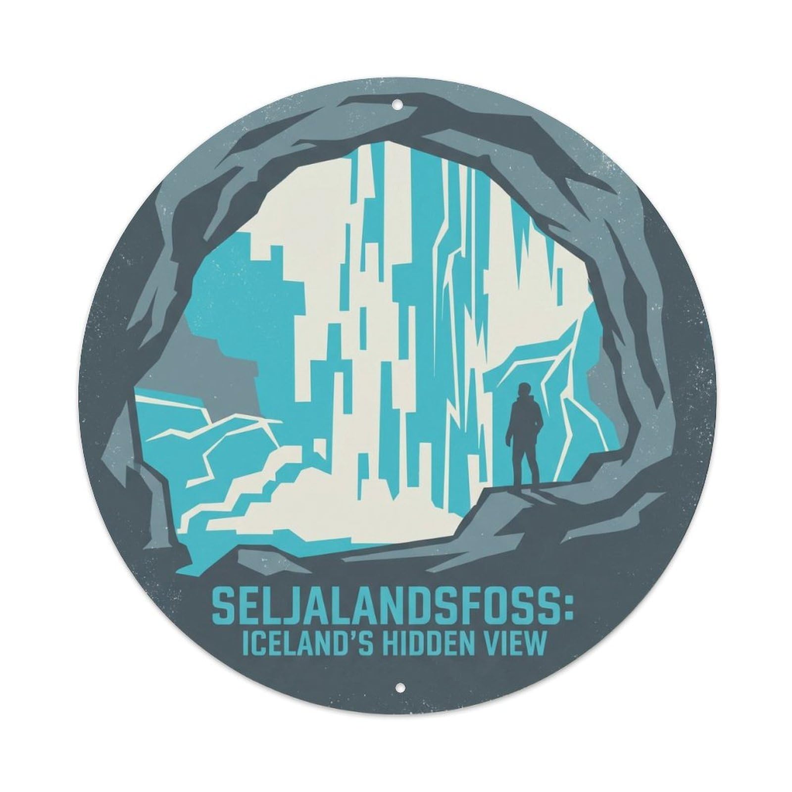 Seljalandsfoss Cave Iceland Travel Ice Glacial Lagoon Metal Tin Sign